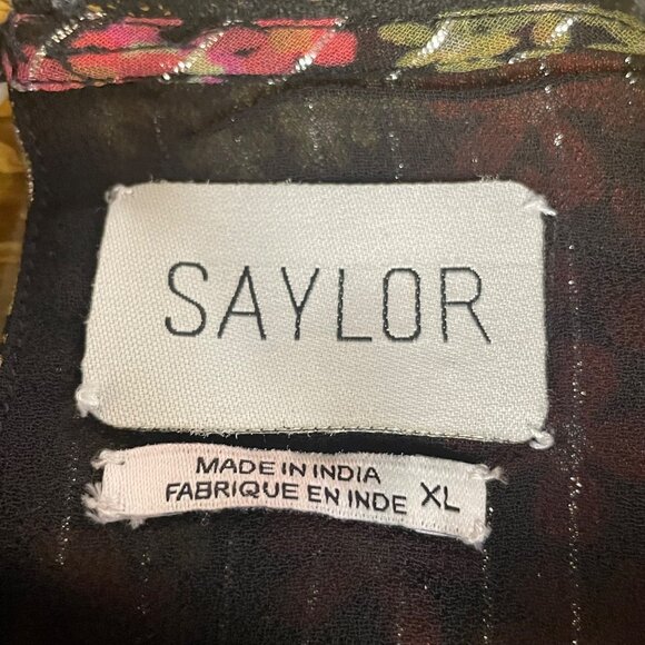 Saylor Talley Dark Floral Metallic Mini Dress Black Red Sz XL Boho Whimsigoth - Picture 8 of 8